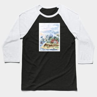 Mountain Landscape Watercolor painting Baseball T-Shirt